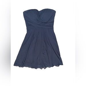 Bill Levkoff Navy Strapless Ruched Cocktail Dress
